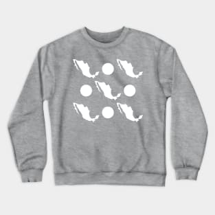 White Polka Dot and Mexico Outline Pattern on Black Background Crewneck Sweatshirt